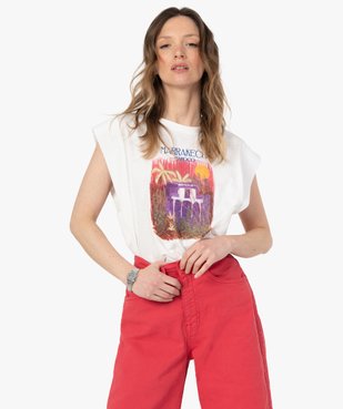 Tee-shirt femme sans manches avec motif sur le buste vue2 - GEMO(FEMME PAP) - GEMO