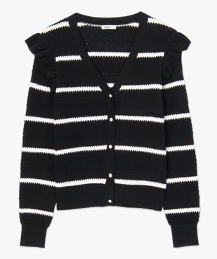 Gilet femme en maille fantaisie avec rayures vue4 - GEMO(FEMME PAP) - GEMO