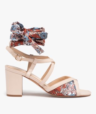 Sandales femme à talon carré et bride foulard vue2 - GEMO(URBAIN) - GEMO