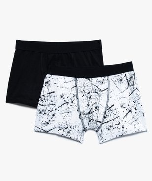 Boxer garçon coton stretch motif taches d'encre (lot de 2) vue1 - GEMO (JUNIOR) - GEMO