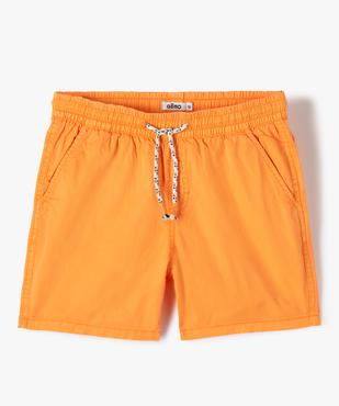 Bermuda garçon en toile au coloris unique et à taille élastiquée vue1 - GEMO (JUNIOR) - GEMO