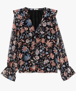 Blouse en voile fleuri à grand col V volanté femme vue4 - GEMO(FEMME PAP) - GEMO