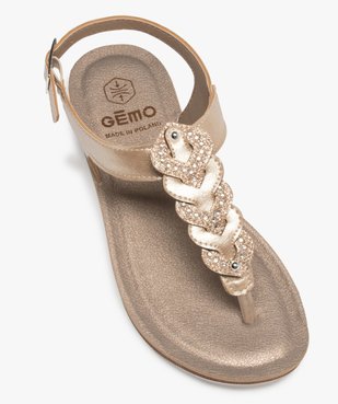 Sandales femme métallisées à bride entre-doigts tressée vue5 - GEMO (CASUAL) - GEMO
