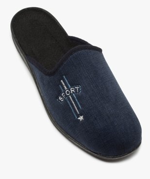 Chaussons homme mules confort en velours ras brodé vue5 - Nikesneakers(HOMWR HOM) - Nikesneakers