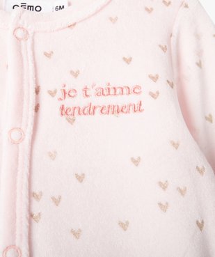 Pyjama bébé en velours pastel à cœurs dorés et ouverture ventrale vue2 - GEMO(BB COUCHE) - GEMO