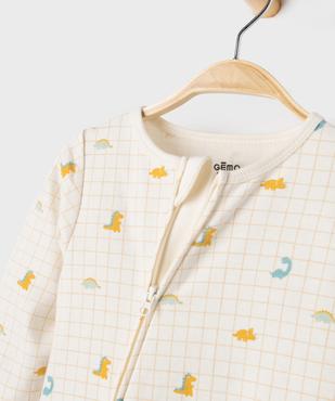 Pyjama dors bien en coton imprimé dinosaures ouverture devant par zip bébé vue2 - GEMO 4G BEBE - GEMO