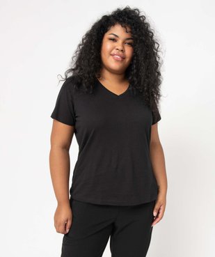 Tee-shirt femme grande taille avec col V vue5 - GEMO (G TAILLE) - GEMO