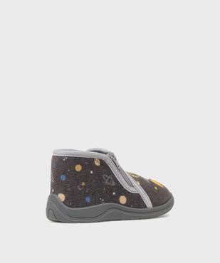 Chaussons en velours montants à zip imprimé fusée garçon vue4 - GEMO (ENFANT) - GEMO