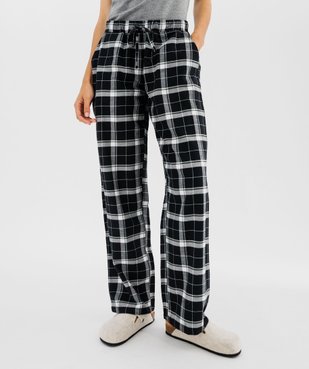 Pantalon de pyjama à carreaux en coton/viscose femme vue1 - GEMO(HOMWR FEM) - GEMO