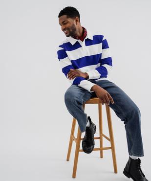 Sweat en molleton bouclette rayé à col polo homme vue5 - GEMO 4G HOMME - GEMO