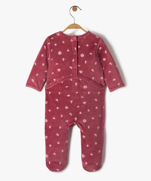 Pyjama dors bien bébé fille en velours à motifs fleuris  vue3 - GEMO(BB COUCHE) - GEMO