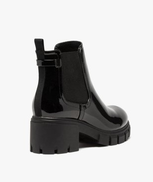 Boots femme à talon carré et semelle crantée dessus verni vue4 - GEMO(URBAIN) - GEMO