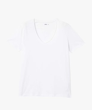 Tee-shirt femme à manches courtes avec col V roulotté vue4 - GEMO(FEMME PAP) - GEMO
