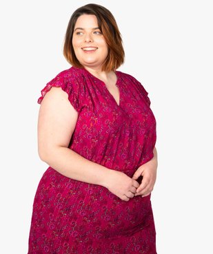 Blouse femme à motifs fleuris et rayures pailletées vue1 - GEMO (G TAILLE) - GEMO