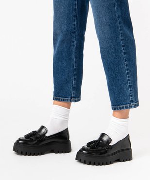 Mocassins femme unis à semelle compensée et crantée vue1 - GEMO (CASUAL) - GEMO