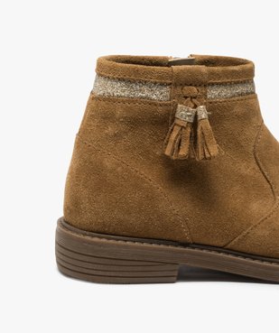 Boots fille zippés dessus cuir pompons et bordure pailletés vue6 - Nikesneakers (ENFANT) - Nikesneakers