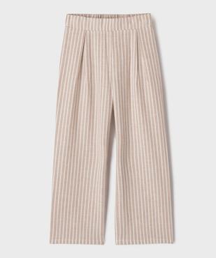 Pantalon droit en lin et viscose à rayures fille vue1 - GEMO 4G FILLE - GEMO