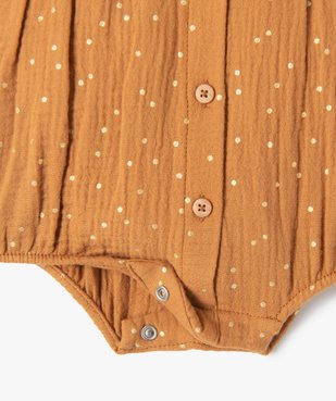 Combishort bébé en gaze de coton à pois brillants vue2 - GEMO(BB COUCHE) - GEMO