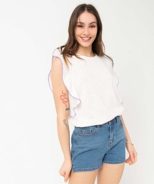 Tee-shirt femme avec volants sur les épaules vue1 - GEMO(FEMME PAP) - GEMO