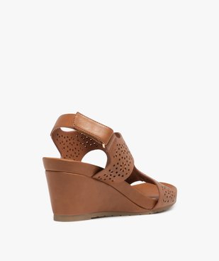 Sandales femme compensées dessus couvrant ajouré vue4 - GEMO(URBAIN) - GEMO