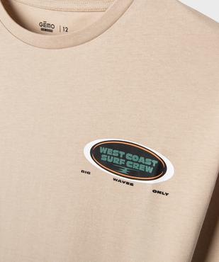 Tee-shirt manches courtes motif surf dans le dos garçon vue3 - GEMO 4G GARCON - GEMO