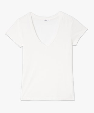 Tee-shirt femme à manches courtes et grand col V vue4 - GEMO(FEMME PAP) - GEMO