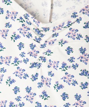 Robe manches courtes en maille fleurie à décolleté fantaisie fille vue2 - GEMO 4G FILLE - GEMO