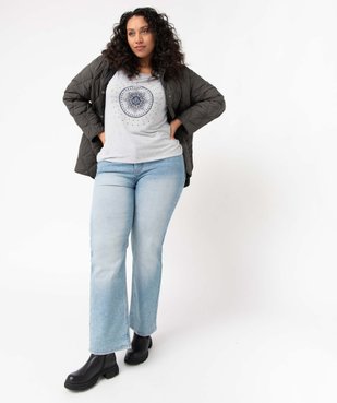 Tee-shirt femme grande taille à manches courtes et micro-motifs argentés vue5 - GEMO (G TAILLE) - GEMO