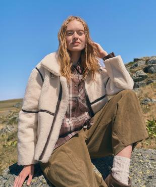 Blouson en sherpa avec liserés colorés femme vue6 - GEMO 4G FEMME - GEMO