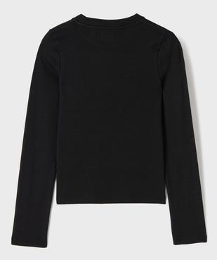 Tee-shirt manches longues uni en maille côtelée fille vue3 - GEMO 4G FILLE - GEMO
