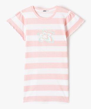 Chemise de nuit fille à rayures avec motif fleuri vue1 - GEMO (ENFANT) - GEMO