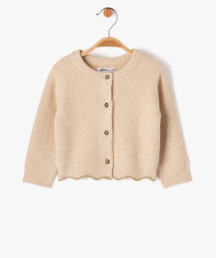 Gilet en grosse maille pailletée et finition fantaisie bébé fille vue1 - GEMO(BEBE DEBT) - GEMO