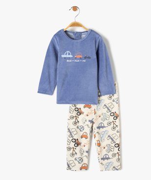 Pyjama bébé 2 pièces mix&match bimatière motif voitures vue1 - GEMO(BB COUCHE) - GEMO