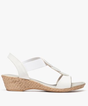 Sandales confort femme métallisées à talon compensé vue2 - GEMO (CONFORT) - GEMO