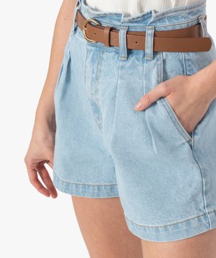 Short femme en jean avec ceinture à boucle vue2 - GEMO(FEMME PAP) - GEMO