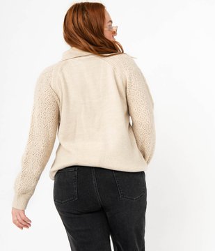 Pull à col montant et manches fantaisie femme grande taille vue3 - GEMO (G TAILLE) - GEMO