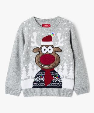 Pull de Noël avec motif renne et leds clignotantes garçon vue1 - GEMO (ENFANT) - GEMO