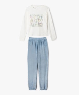 Pyjama en velours avec inscription multicolore fille vue1 - GEMO (JUNIOR) - GEMO