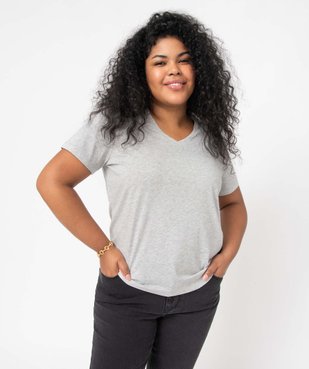 Tee-shirt femme grande taille avec col V vue1 - GEMO (G TAILLE) - GEMO