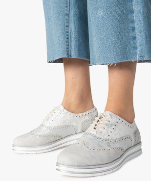 Derbies femme pailletés avec bout golf vue1 - GEMO (CASUAL) - GEMO