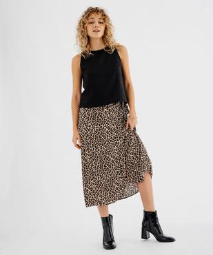 Blouse sans manches unie en viscose et lin femme vue4 - GEMO 4G FEMME - GEMO