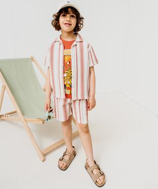 Chemise manches courtes à rayures garçon vue1 - GEMO 4G GARCON - GEMO