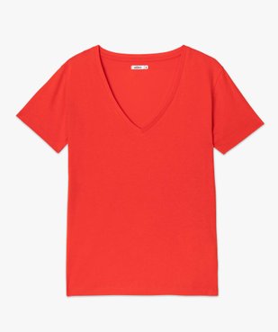 Tee-shirt femme à manches courtes avec col V vue4 - GEMO(FEMME PAP) - GEMO