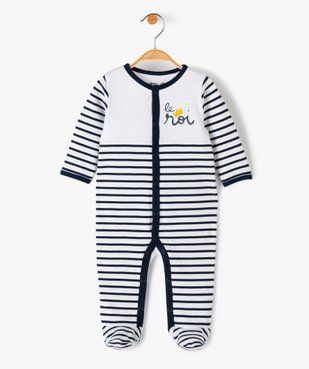 Pyjama bébé garçon à rayures ouverture devant vue1 - GEMO(BB COUCHE) - GEMO