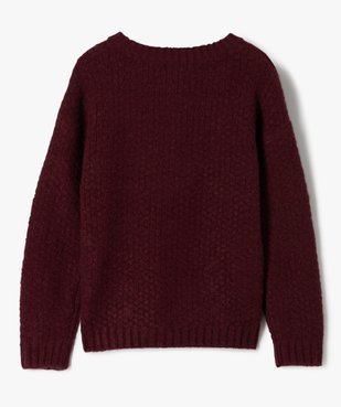 Pull fille à col rond avec perles brodées vue3 - GEMO (ENFANT) - GEMO