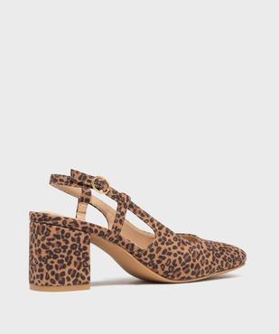 Escarpins slingback en toile à motifs léopard femme - Follow Me vue4 - FOLLOW ME - GEMO