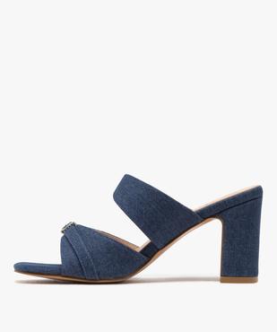 Mules à talon haut et boucles à strass en jean femme vue3 - FOLLOW ME - GEMO