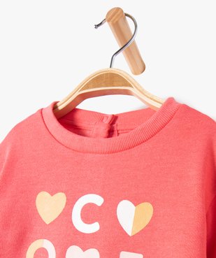 Sweat molletonné avec motifs et message bébé fille vue2 - GEMO(BEBE DEBT) - GEMO