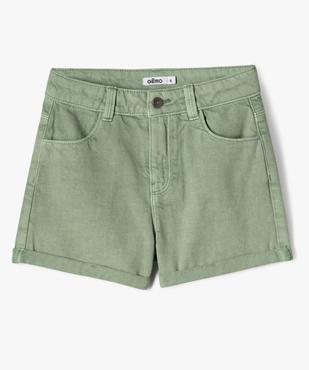 Short en jean large à revers au coloris unique fille vue1 - GEMO (ENFANT) - GEMO