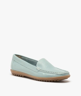 Mocassins femme confort unis dessus cuir grainé vue2 - ZEN AIR - GEMO